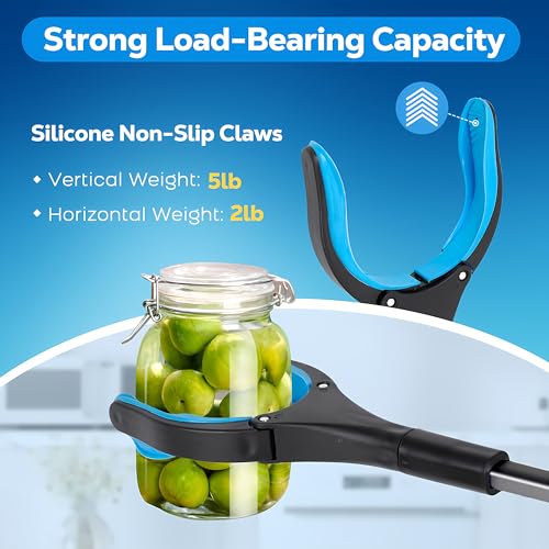 Grabber Reacher Tool - 32” Extra Long Foldable Gripper and Reaching Tool - Heavy Duty Pick Up Stick Grabbers for Seniors, Trash, Surgery Recovery Must Haves Gifts (Black Blue) - color: Black Blue
