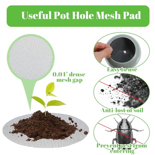 150Pcs Pot Inserts for Planters, 3.94/2.95/1.97 Inch Round Bonsai Mesh Screen/Plastic Mesh Sheet, Reusable Flower Pot Hole Meshes, Prevent Soil Loss, Succulents