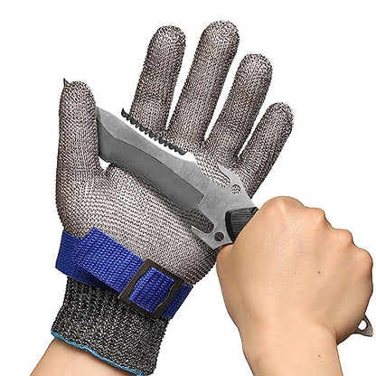 Schwer SlicePro ANSI A9 Cut Resistant Glove PR1706, Stainless Steel Mesh Metal Glove, Food Grade for Kitchen Cooking, Butcher Meat Cutting, Oyster Shucking, Mandoline, Fishing, (M, 1 PCS) - size: Medium (Pack of 1), style: 1.0 Steel Wire