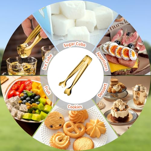 Mini Serving Tongs, Anytrp 18-Packs Stainless Steel Sugar Tongs, 4.3 inch Ice Tongs Kitchen Appetizers Tong for Coffee Bar, Tea Party, Desserts Party, Sugar and Ice Bucket - color: Gold, size: 4.3inch