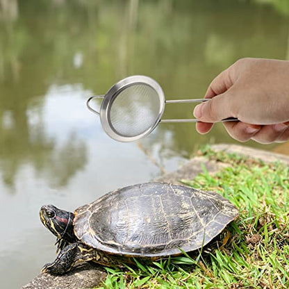 NUOBESTY 2pcs Stainless Steel Reptile Sand Substrate Scoop Shovel Sifter Fine Mesh Metal Reptile Litter Cleaner Scooper for Sand Bedding