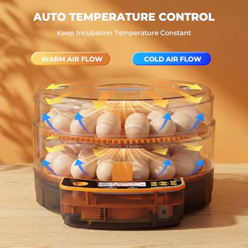 48 Egg Incubator - Smart Incubators for Hatching Chicken Eggs with Temperature & Humidity Control, Egg Candler, Auto Egg Turner, and Abnormal Alarm