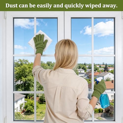 Abeillo Microfiber Gloves for Plants Dusting Cleaning, Reusable Washable Cleaning Gloves Mittens House Cars Blinds Dusting - color: Leaf Green