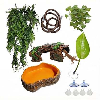 Bearded Dragon Tank Accessories, Terrarium Decor, Ball Python | Leopard gecko,Crested gecko, Chameleon cage accessories,Terrarium plants,Reptile decor,Starter kit,Snake decor,Hermit crab