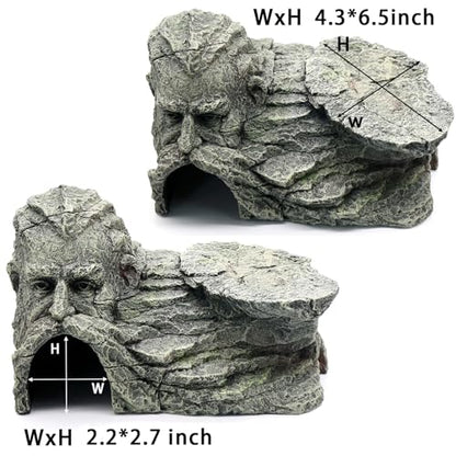 Reptile Rock Basking Platform, Gecko Hide Cave Hiding Place, Snake Cave and Hides for Reptiles, Amphibians, and Small Animals, Lizards - color: Rock