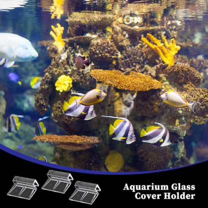 Sliverdew 6 PCS Aquarium Lid Clips, 6mm Clear Acrylic Fish Tank Lid Holder Aquarium Cover Support Clamps for Rimless Aquarium Glass Top, Plastic Fish Tank Cover, Aquarium Hoods - size: for 6mm thickness