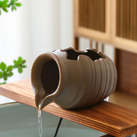 Outdoor Garden Fountain Spitter Pond Water Feature Pump DIY Ceramic Pot Decoration (9.8 inch Color 1) - color: 9.8 Inch Color 1