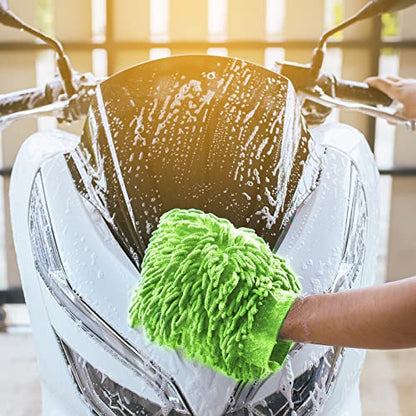 Potchen 6 Pcs Microfiber Dusting Mitt Gloves for Plants Washable Dusting Gloves for House Cleaning Furniture Car Washing - color: Navy Blue, Green