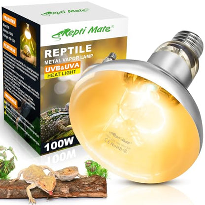 100W Reptile Heat Lamp Bulbs, Full Spectrum UVA/UVB Reptile Light Bulb and Basking Spot Light, UVB Light for Reptiles and Bearded Dragon, Turtle, Lizard, Snake, Amphibians - style: 100W UVB Bulbs
