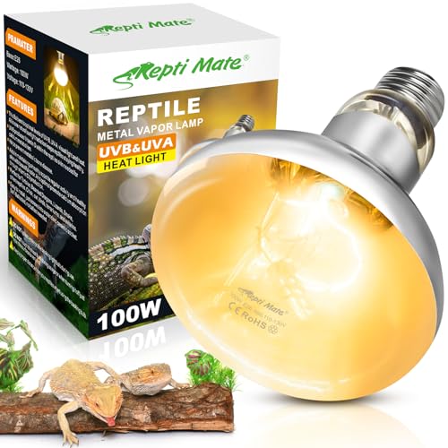 100W Reptile Heat Lamp Bulbs, Full Spectrum UVA/UVB Reptile Light Bulb and Basking Spot Light, UVB Light for Reptiles and Bearded Dragon, Turtle, Lizard, Snake, Amphibians - style: 100W UVB Bulbs