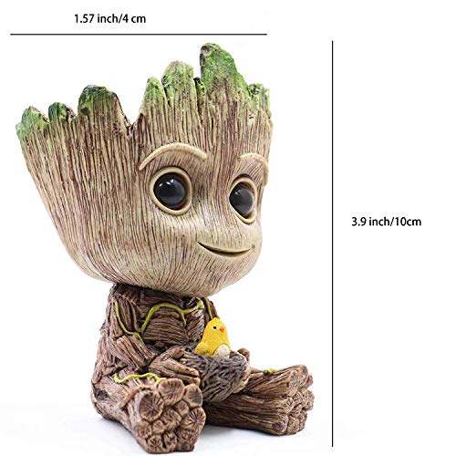 TEEMO Aquarium Groot Air Bubbler Decorations, Air Bubbler Resin Brown Decorations for Fish Tank. - size: Medium
