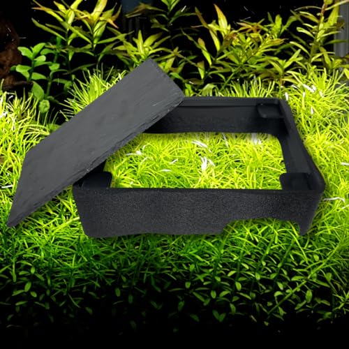 Reptile Slate Basking Hide | Accessory Platform for Bearded Dragon, Turtle, Gecko, Snake | Natural Basking Slate | Made in USA (Black, Large) - size: Large