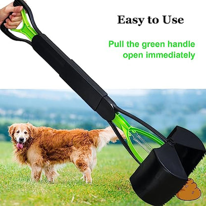 2-Pack Pooper Scooper for Large Small Dogs Heavy Duty, 32" Long Handle Poop Scoops for Yard, Grass, Gravel, Dog Poop Grabber with High Strength Material and Durable Spring（Green&Black） - size: 2 Pieces(32-inch length)
