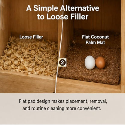 Natural Coconut Fiber Mat, Eco-Friendly Nesting Pad for Chicken Coop, Bird Cage and Reptile Habitat, Breathable & Moisture-Wicking Bedding Liner, Easy to Trim and Clean (11'' x 8.3'') - size: 11'' x 8.3''