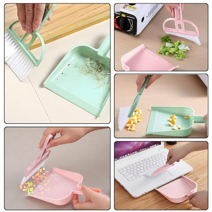 Mini Dustpan and Brush Set, Portable Exquisite Pet Waste Cleaning Kit, Hamster Sand Scooper Cage Cleaning Tool for Small Pets Hamsters Guinea Pigs Hedgehogs Chinchillas Rabbits(Green)