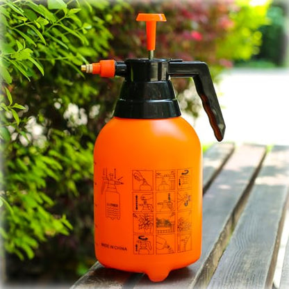 MRPAPA 2 Pack Handheld Pump Sprayer, Garden Pressure Water Spray Bottle with Adjustable Brass Nozzle for Plants (2LOrange-2PCS) - color: 2LOrange-2PCS