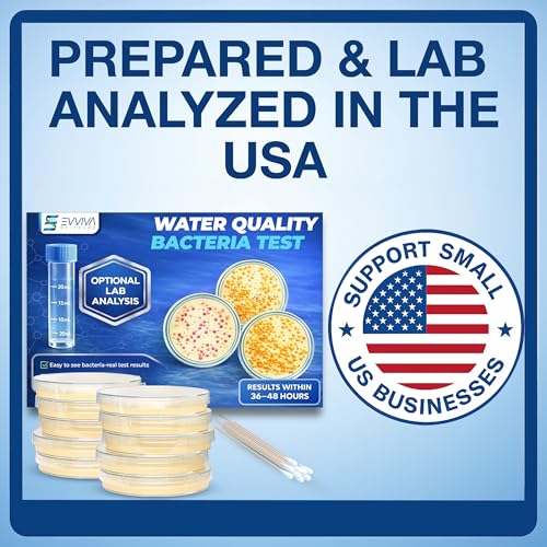 Evviva Sciences Water Bacteria Test Kit – 10 Tests for Total Bacteria, coliforms & E. coli. Lab-Ready agar Plates for Well, tap, Pool, & City Water. Fast DIY Results + Optional lab Report.
