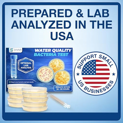 Evviva Sciences Water Bacteria Test Kit – 10 Tests for Total Bacteria, coliforms & E. coli. Lab-Ready agar Plates for Well, tap, Pool, & City Water. Fast DIY Results + Optional lab Report.
