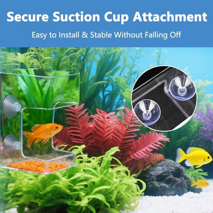 2-Pack Aquarium Square Feeders, Anti-Drift Food Collector and Leak-Proof Feeding Ring, Aquarium Accessories, Suitable for Betta Fish, Rainbow Fish, Guppies and Small Tropical Fish