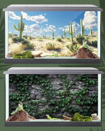 4 Pcs 48 x 18'' Reptile Tank Background 40/55/75 Gallon Polyester Tropical Rainforest Bearded Dragon Terrarium Background Decor for Crested Gecko, Python Regius, Tree Frogs, Chameleon - size: 48 x 18 Inch