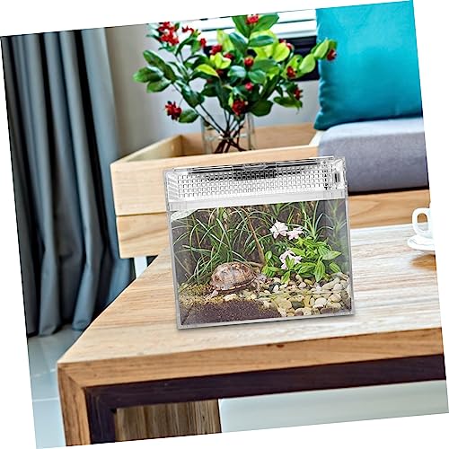 1pc Reptile Feeding Box Transparent Pet Display Container for Lizards Snakes and Turtles Lightweight and Compact Crawling Ventilation for Easy Observation and Cleaning