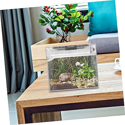 1pc Reptile Feeding Box Transparent Pet Display Container for Lizards Snakes and Turtles Lightweight and Compact Crawling Ventilation for Easy Observation and Cleaning