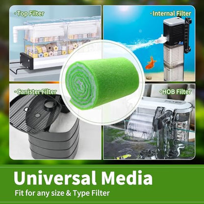 AQUANEAT Aquarium Filter Media Pad Dual Density Bonded Filter Floss Roll Cut to Fit for Fish Tank Canister Filter 72" x 12” x 3/4-1”