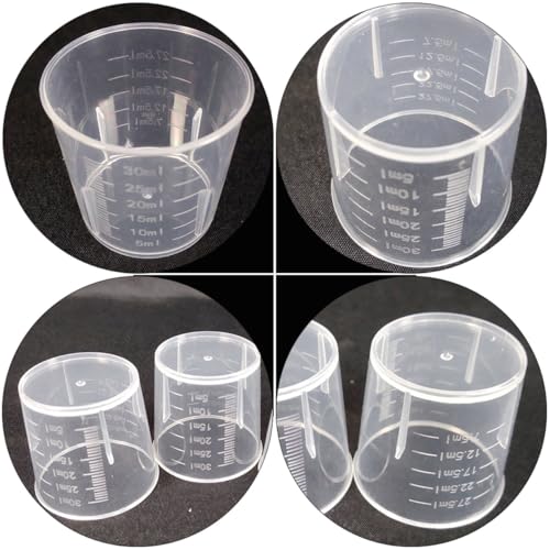 100 Pcs Reusable Washable Measuring Cups Multifunctional Scale Bowls for Reptile Feeding and Storage, White Plastic Containers Suitable for Lizards and Crawling Pets