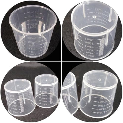 100 Pcs Reusable Washable Measuring Cups Multifunctional Scale Bowls for Reptile Feeding and Storage, White Plastic Containers Suitable for Lizards and Crawling Pets