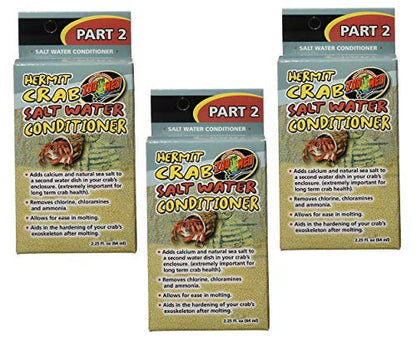 (3 Pack) Zoo Med Hermit Crab Salt Water Conditioner, 2.25-Ounce Each