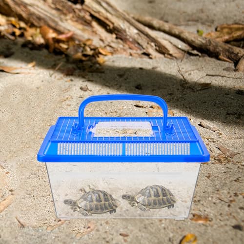iplusmile Turtle Tank with Platform 10.62 X 6.69 X 6.49 in Turtle Box with Basking Ramp and Feeding Area Practical Reptile Habitat for Tortoise Exercise Rest Feeding and Observation