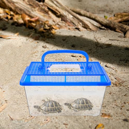 iplusmile Turtle Tank with Platform 10.62 X 6.69 X 6.49 in Turtle Box with Basking Ramp and Feeding Area Practical Reptile Habitat for Tortoise Exercise Rest Feeding and Observation