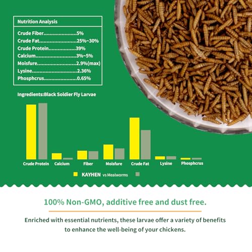 Dried Black Soldier Fly Larvae Treats for Chickens Wild Birds Ducks 5LB | More Calcium Than Mealworms High-Protein Non-GMO Pure Natural - size: 5 Pound (Pack of 1)