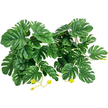 PINVNBY Crested Gecko Tank Accessories Terrarium Plants with Suction Cup Reptile & Amphibian Habitat Plants for Bearded Dragons Lizards Snake Tree Frog (Green Monstera, 2PCS) - color: Green Monstera