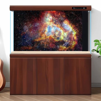 Outer Space Fish Tank Background Fantasy Alien Planet Nebula Galaxies Aquarium Background Stars Nebula Atmosphere Terrarium Backgrounds Outer Space Alien Planet Reptile Tank Backgrounds 36x20in - color: Brown_Red, size: 36(W)x20(H)inches/ 90(W)*50cm(H)