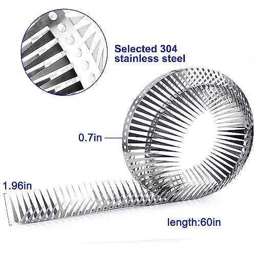 Bird Spikes - 60 Inch Stainless Steel Fence Spikes for Pigeons, Raccoons, Snakes - Deterrent Defender | 60 inch stainless steel bird spikes - size: 60 inch
