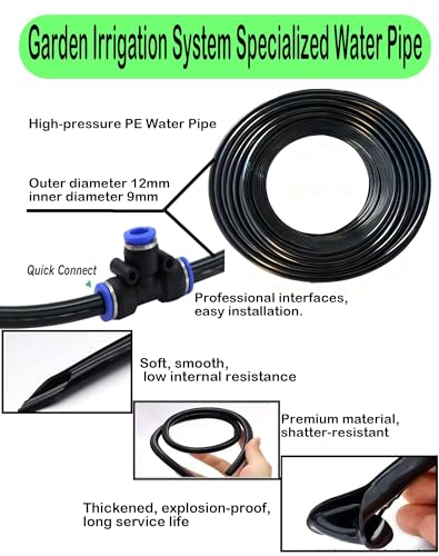 Drip Irrigation System,Automatic Garden Watering System, 360 Degree Adjustable Garden Sprinkler, High Output Mist Spray Nozzle for Potted Plants, Easy Connect & Rotating Head, Customizable Water Flow - size: 100 FT
