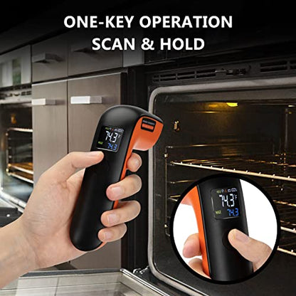 Rechargeable Infrared Thermometer Gun for Cooking, Laser Temperature Gun | -58℉~1022℉,Colorful Display,Pizza Oven Grill Kitchen Home,Max and Low Measure,℉ Only,NOT for Human