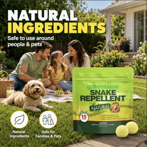 Natural Snake Repellent for Yard Powerful Pet Safe,Moth Balls for Home Lawn Garden Camping Fishing Home to Repels Snakes and Other Pests - 15 Pack