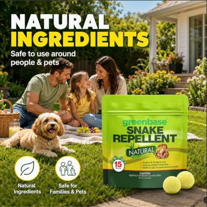 Natural Snake Repellent for Yard Powerful Pet Safe,Moth Balls for Home Lawn Garden Camping Fishing Home to Repels Snakes and Other Pests - 15 Pack