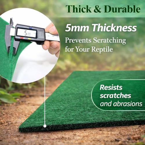 HERCOCCI 2 Pack Reptile Carpet, 39’’ x 20’’ Terrarium Bedding | Substrate Liner Reptile Cage Mat Tank Accessories for Bearded Dragon Lizard Tortoise Leopard Gecko Snake (Green) - color: Green