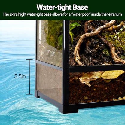 REPTI ZOO Large Glass Reptile Tank 48"x18"x36", 130 Gallon Vertical Reptile Terrarium with Front Opening Door & Ventilated Mesh, Paludarium Tank for Chameleon lizard Frogs Arboreal Reptiles Amphibians