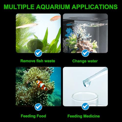 50ml Manual Coral Fish Feeder/Water Changer/Waste Remover with 2pcs Extension Pipes, Fecsam 17.7inch Aquarium Clean Tool for Fish Tank Cleaning, Aquatic Pipette Dropper, Gravel Cleaner Siphon