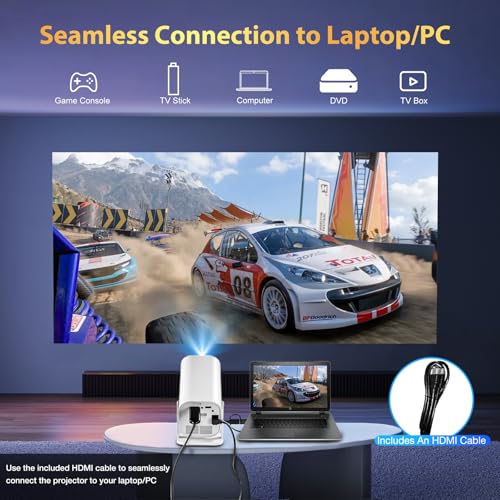 Mini Projector with Wifi and Bluetooth, Built-in Apps,Movie Projector | Electric Focus Portable Projector, 1080P Video Projector for Bedroom, Supports Smartphone/TV Stick/iPad/PS5/Laptop/HDMI/USB