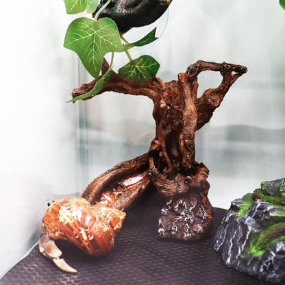 Hermit Crab Climbing Toy, Aquarium Betta Fish Hideout Caves, Resin Tree Trunk Ornament, Tank or Aquarium Decorations, Climbing and Hide Toy for Reptile Lizard Newt Hermit Crab