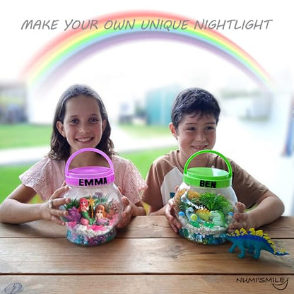 Make Your Own Light-Up Mermaid Terrarium Kit for Kids, Mermaid Gifts for Girls Ages 4 5 6 7 8 9 10 Years and up, DIY Mini Garden Nightlight Project, Arts and Crafts for Kids, Mermaid Toys for Girls - style: Mermaid