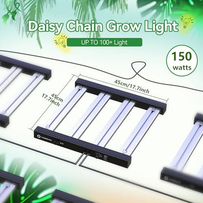 Grow Light FARMLITE Grow Lights for Indoor Plants Full Spectrum LED Growing Light Plant Hanging Growing Bar Lamps Seedling Daisy Chain Dimmable Board 2x2ft Coverage (150, Watts)