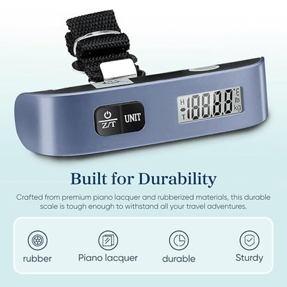 Etekcity Luggage Scale, Digital Suitcase Weight Scale for Travel, 110 lb | Travel Essentials, Air Travel, Suitcase, Hanging Hook, Rubber Grip, Battery Included, Easy-to-Read Display - color: Bright Blue