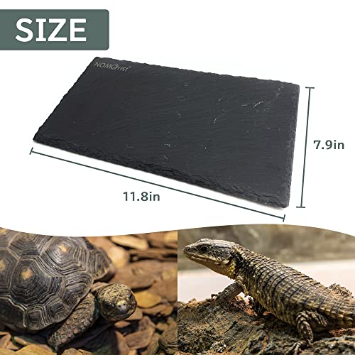 SHIGATSU 7.8"x11.8" Slate Reptile Basking Platform for Turtle Lizard | Natural Anti-Slip Slate Feeding Dish, Resting Terrace & Substrate Mat for Bearded Dragon, Gecko, Snake & Tortoise Habitat