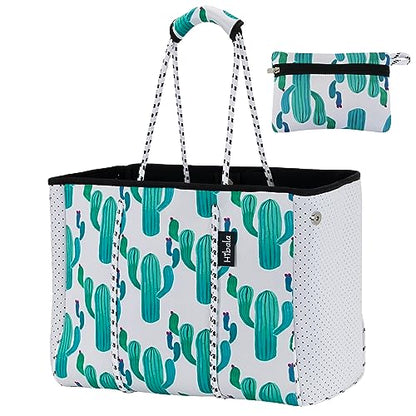 Hibala Neoprene Multipurpose Beach Bag,Gym/Travel/Pool Bag,Tote For Women&Men - color: Cactus